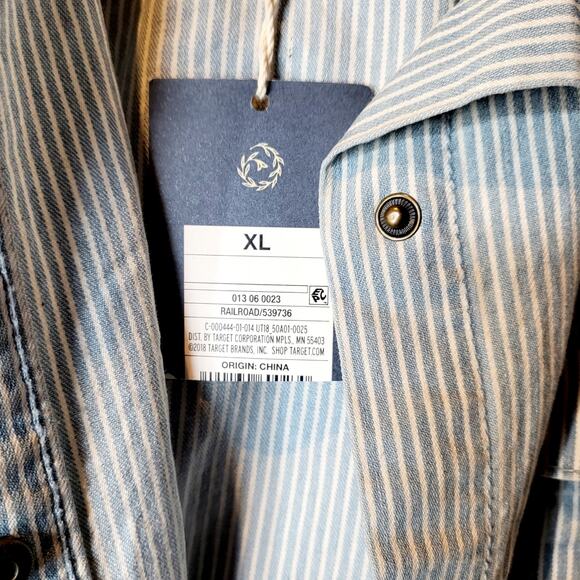 NWT Universal Thread Railroad Striped Utility Jacket Faded Light Blue & White XL - Picture 12 of 12